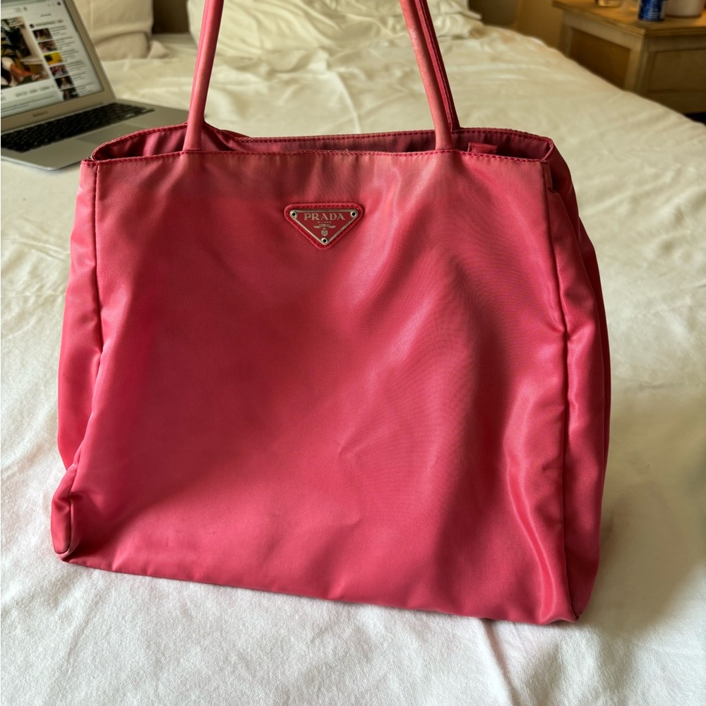 Prada pink tessuto nylon handbag